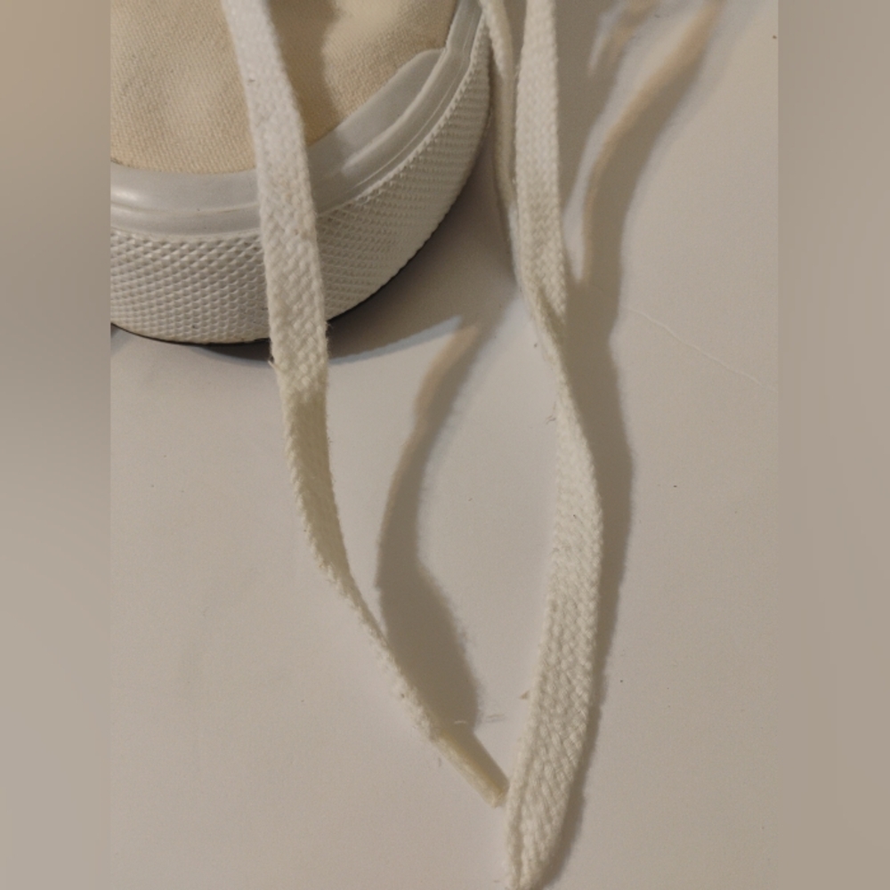 Polo Sport Ralph Lauren Canvas Shoes Size 7 1/2 Cream Spellout Deck Shoes - Picture 10 of 16